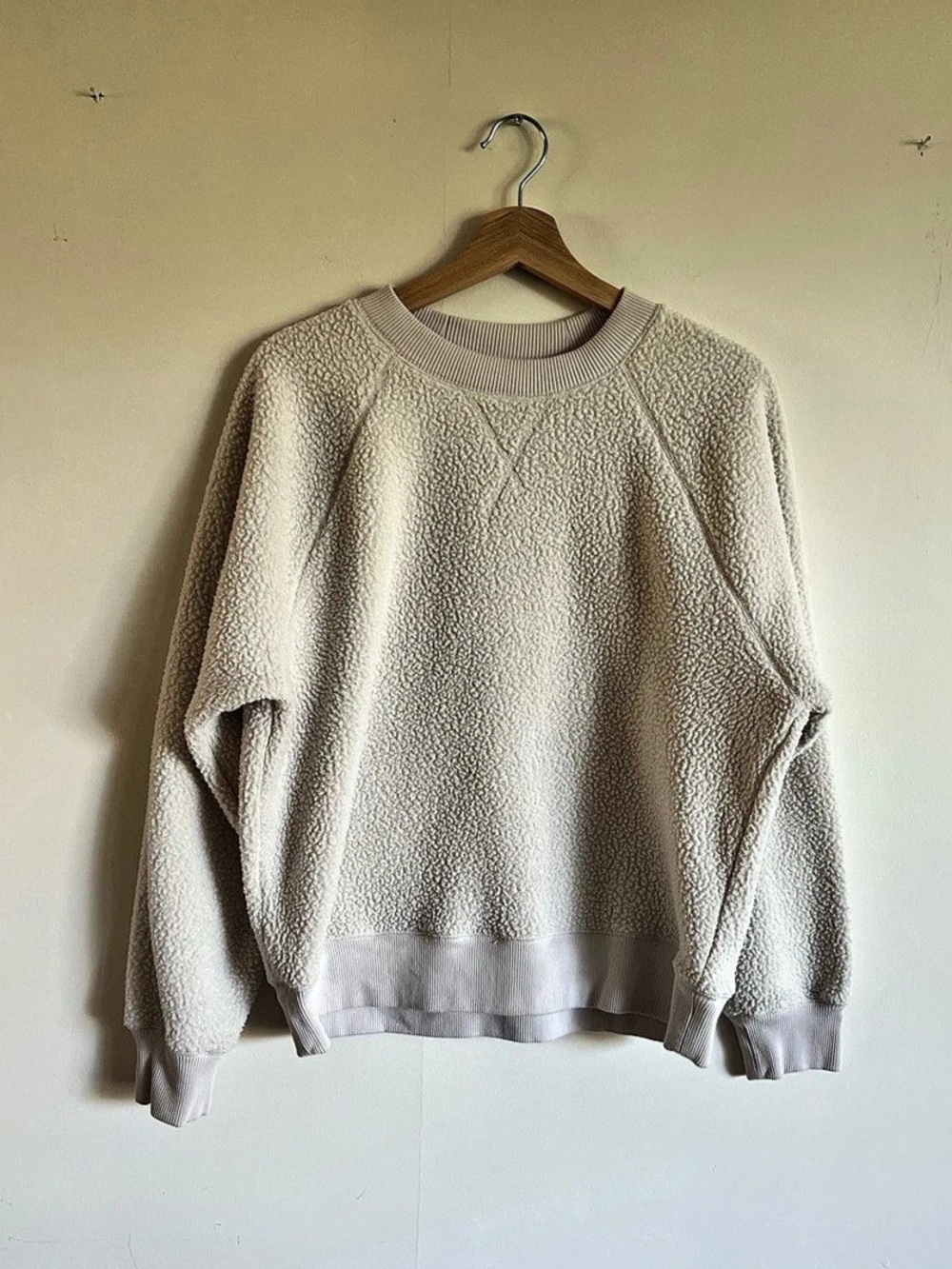 Everlane Ivory Textured Fleece Crewneck Sweatshirt XL